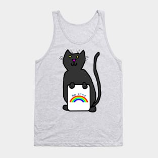 Cute Cat says Be Kind with Rainbow Tank Top